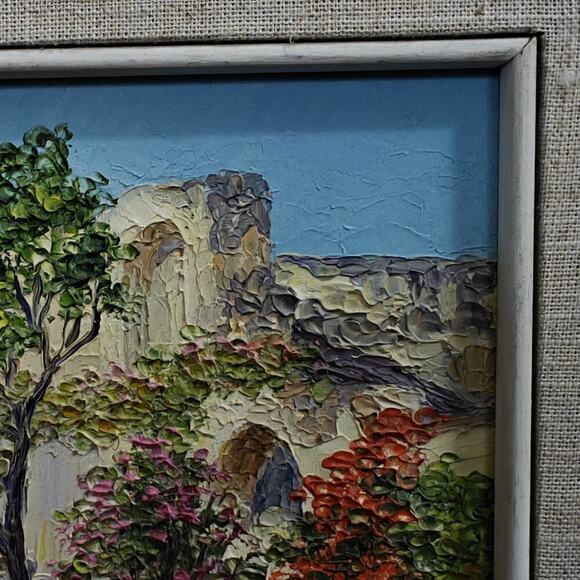 F. Poggio G. Vintage 1987 Italian Landscape Impasto Textured Oil Small Painting - Picture 5 of 12